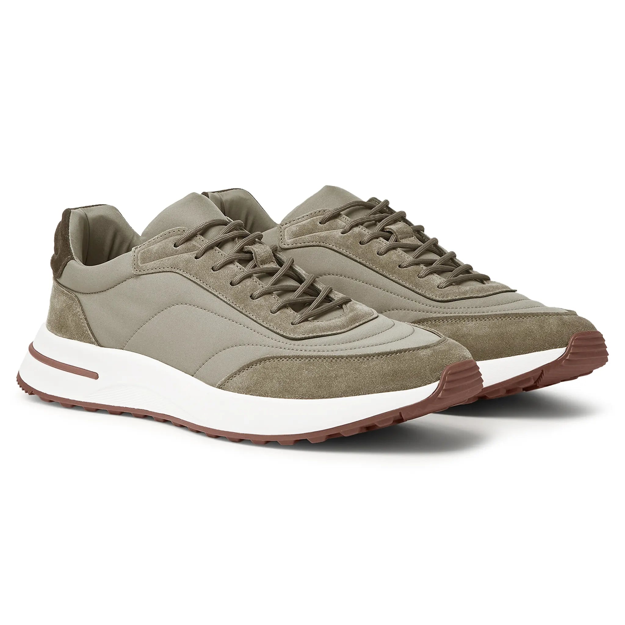Front Side View of Loro Piana Week End Walk Tobacco Sneaker FAP9780_H785